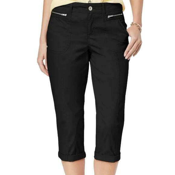 NWT STYLE & CO BLACK CAPRI PANTS WOMEN’S SIZE 2P - Picture 1 of 7